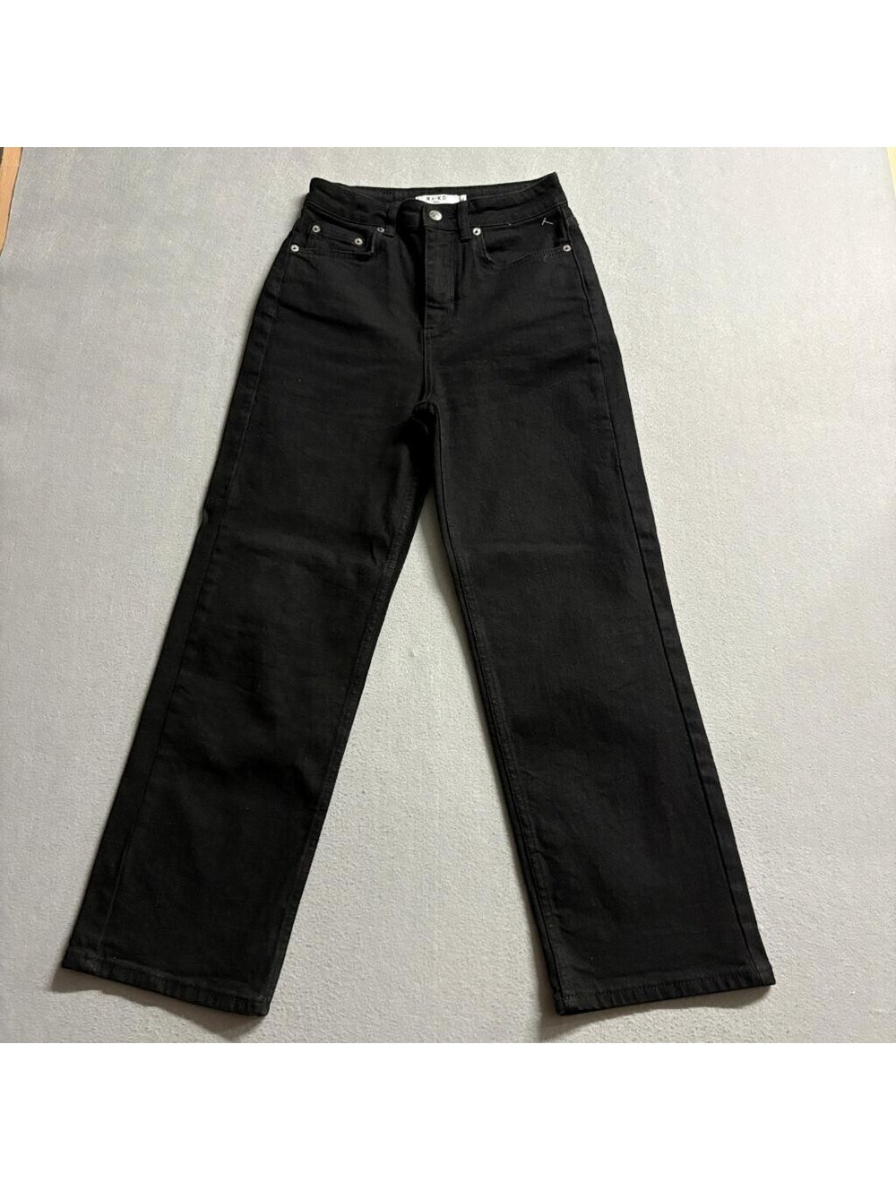 NA-KD Straight High Waist Cropped Jeans Womens Size 34 Black Denim